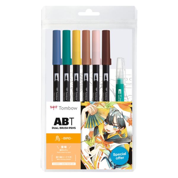 Set de 6 feutres ABT Tombow - Bird - édition limitée