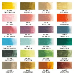 Nuancier 24 godets aquarelle Kuretake Gansai Tambi - Teintes Art déco