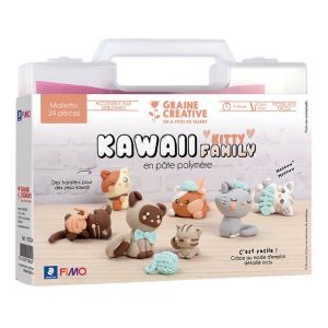 Mallette Fimo Kawaii Kitty family - Graine créative