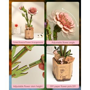 Détails puzzle 3D oeillet rose - Rowood