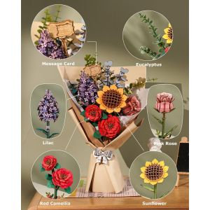 Puzzle 3D en bois  bouquet de fleur - Rowood