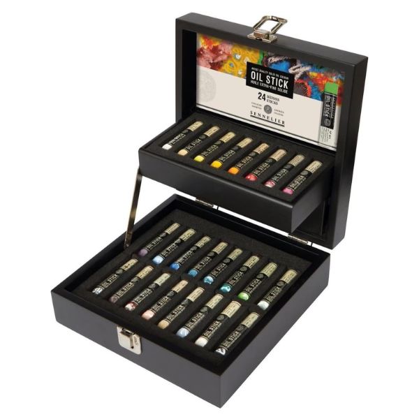 Coffret bois 24 mini Oil Stick - Sennelier