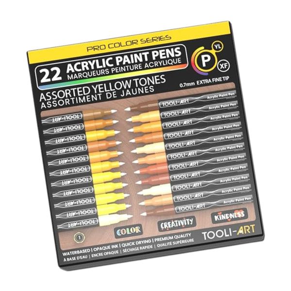 Set 22 marqueurs acrylique 0.7 mm - Jaune - Tooli-Art