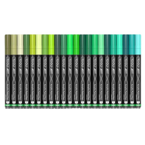 Set 22 marqueurs acrylique 0.7 mm - Vert - Tooli-Art