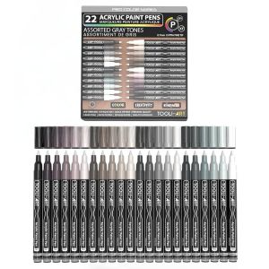 Set 22 marqueurs acrylique 0.7 mm - Gris - Tooli-Art