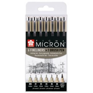 Set de 6 feutres Pigma Micron + Pigma brush offert