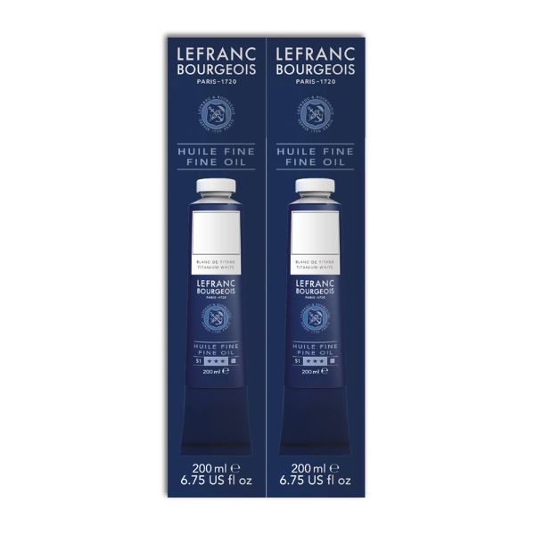 Lot de 2 tubes 200ml - Peinture huile fine Blanc de titane - Lefranc Bourgeois