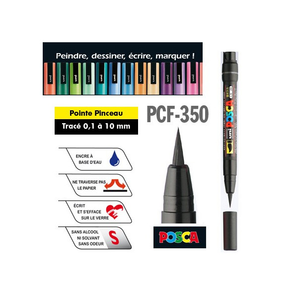 POSCA PCF-350, marqueur pointe pinceau. Tracé de 01, à 10 mm