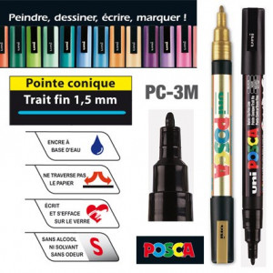 Marqueur Posca PC-3M noir  pointe fine conique - Meilleur prix