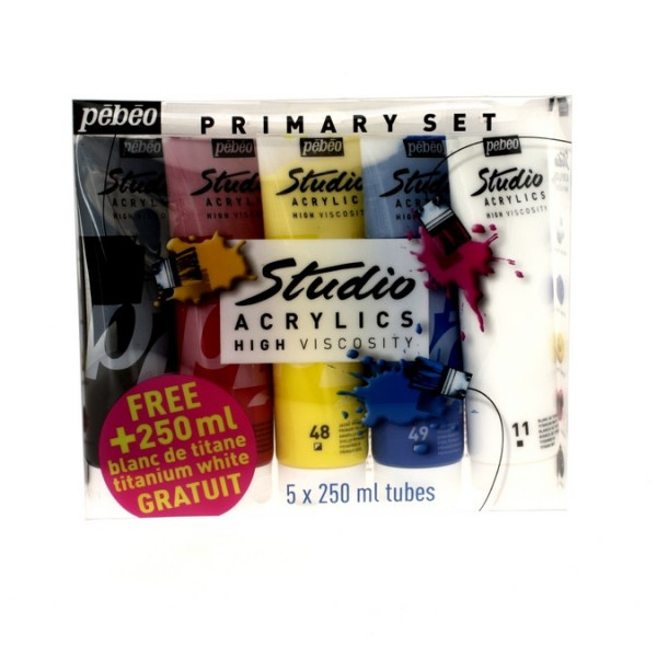 Pack de 5 tubes de peinture acrylique studio Pébéo - Creastore