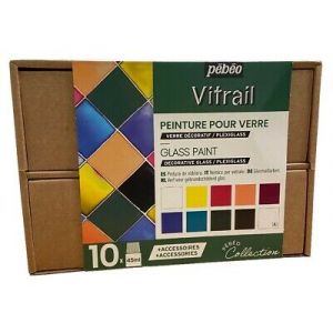 Coffret - Peinture pour verre - Vitrail - Pébéo - 12 x 20ml