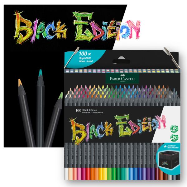 FABER-CASTELL Crayon de couleur Black Edition, étui de 100