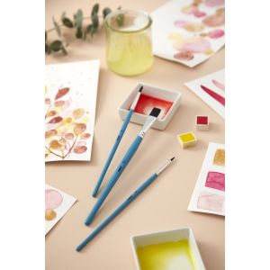 Set de 8 pinceaux synthétique pour aquarelle - Aspect doux et souple, excellente élasticité et bonne rétention d'eau et de coule