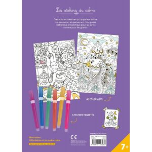 Coloriages "Ecole de magie" + feutres pailletés - 6 feutres pailletés inclus - Lili la Baleine, Alexandra Alzieu - Livre