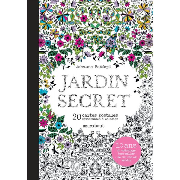 Jardin secret Johanna Basford - 20 cartes postales à colorier - Marabout -  Livre