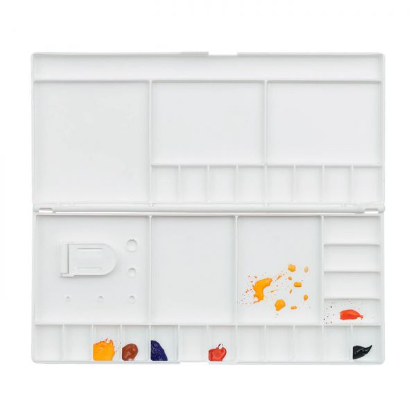 Boîte Palette avec couvercle - 29.5x13.5cm - 30 compartiments - Pliante - Plastique blanc