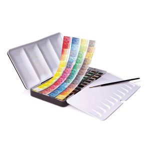 Boîte aquarelle extra-fine Sennelier - 48 Demi godets dont 12 offerts - Parfait pour lavis, glacis et superpositions de couleurs