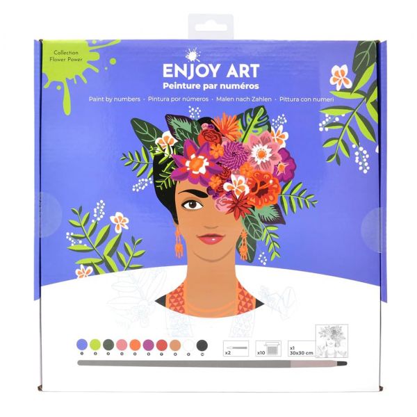 Peinture par numéros - Flower Power - Frida - Thématique fleurs - Artiste-peintre Frida Kahlo - Enjoy Art