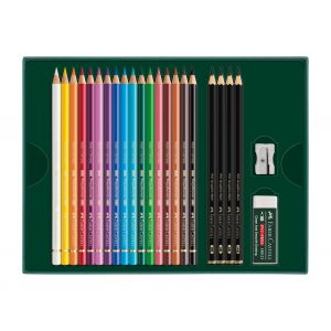 Set 17 crayons Polychromos + 4 graphites + accessoires - Faber-Castell