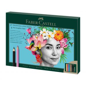 Set 17 crayons Polychromos + 4 graphites + accessoires - Faber-Castell