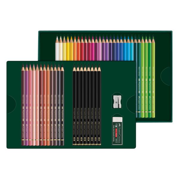 Coffret Polychromos & Pitt graphite Matt - 50 pièces - 40 crayons de couleurs Polychromos - 8 crayons graphites Pitt Graphite Ma