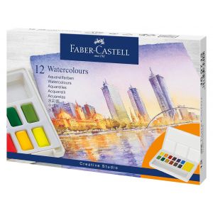 Boîte de 12 demi-godets d'aquarelle Faber-castell