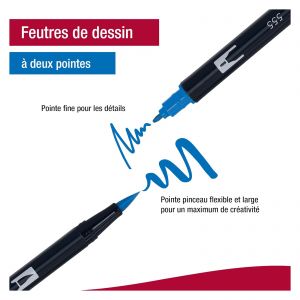 Set 10 feutres ABT Dual brush Tombow - Pointe fine pour détails et pointe pinceau flexible pour aplats - Manga Shonen