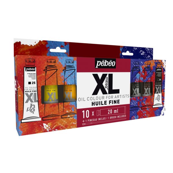 Pack huile fine XL 10 tubes 20ml + pinceau en soie - Pébéo