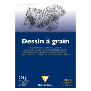 Bloc dessin à grain 224gr - 20 feuilles - blanc naturel - Clairefontaine