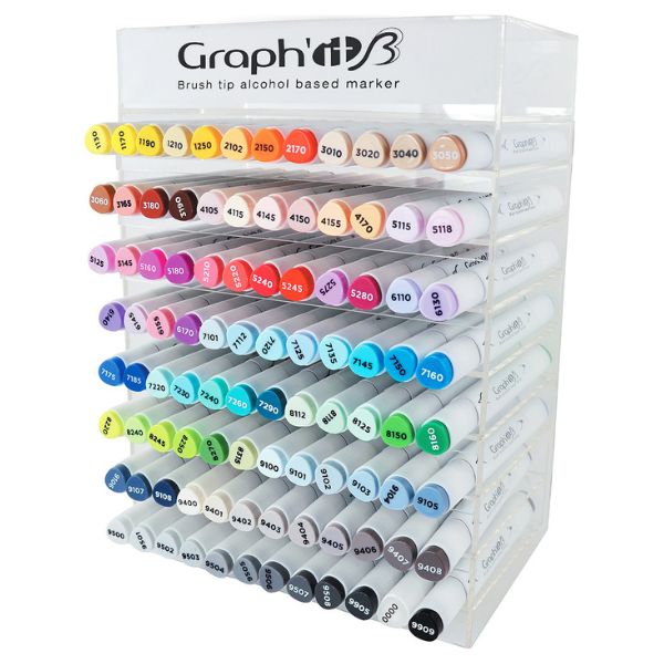 Coffret de 96 marqueurs Graph'it Brush + meuble de rangement offert